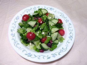 a bowl of Greek salad