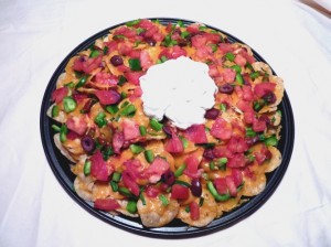 A plate of vegetarian nachos