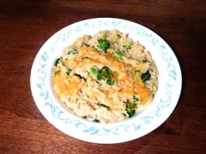 A bowl of broccoli rice casserole 