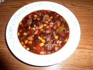 A bowl of vegetarian chili